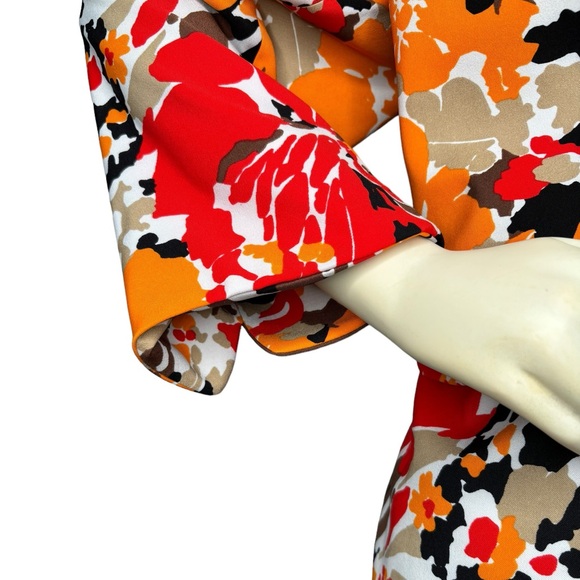 KASPER Plus Multicolor Red & Orange Abstract Floral Pattern Double Button Blazer - Picture 12 of 16